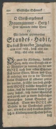 IV. Mit deinem geziemenden Standes-Habit