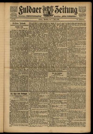 Erste Ausgabe vom Samstag, den 07. Juli 1906.