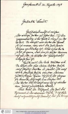 Brief vom 30.09.1898
