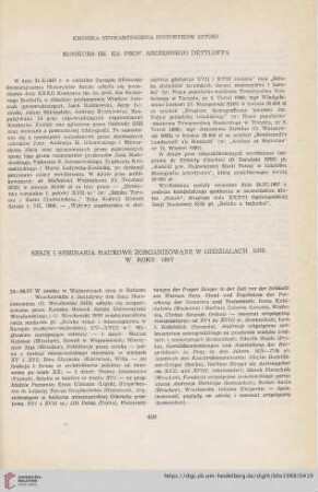 Sesje i seminaria naukowe zorganizowane w oddziałach shs w roku 1987