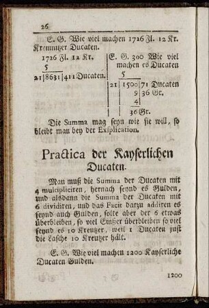 Practica der Kayserlichen Ducaten.