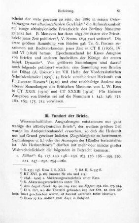 III. Fundort der Briefe