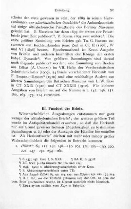 III. Fundort der Briefe