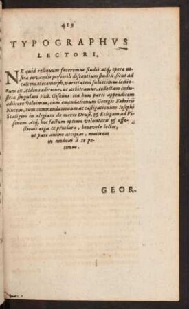 Typographus Lectori.