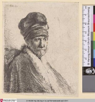 [Ein Mann im Dreiviertelprofil mit hoher Mütze; Bust of a Man Wearing a High Cap, Three-Quarters Right: The Artist's Father (?); Homme à moustaches relevées, et assis]