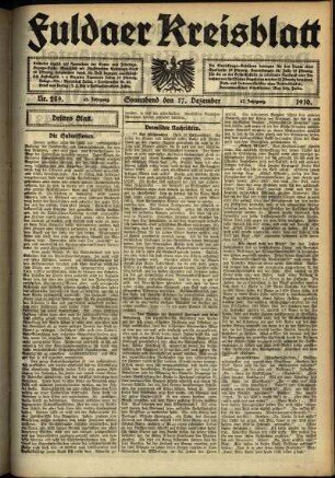 Dritte Ausgabe vom Samstag, den 17. Dezember 1910.