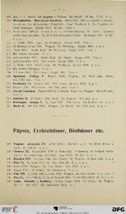 Päpste, Erzbisthümer, Bisthümer etc. (Nr. 228-333)