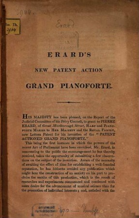 Erard's New patent action Grand Pianoforte