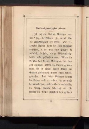 Zweiundzwanzigster Abend.