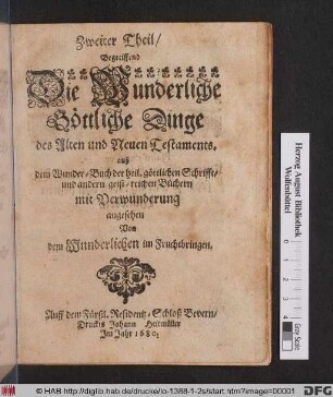 Begreiffend Die Wunderliche Göttliche Dinge des Alten und Neuen Testaments