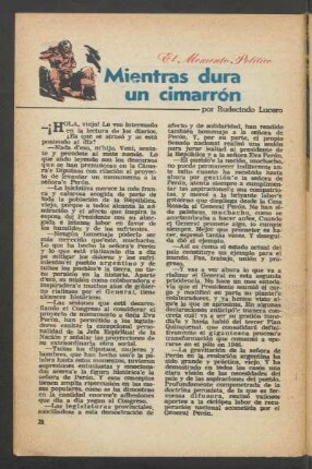 Mientras dura un cimarrón : momento político