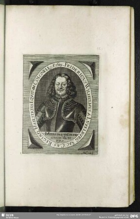Fridericus Wilhelmus A Lüzelburg Sac: Caes: Regiaeq Maiestatis Equitum Colonell[us] Ao. 1649