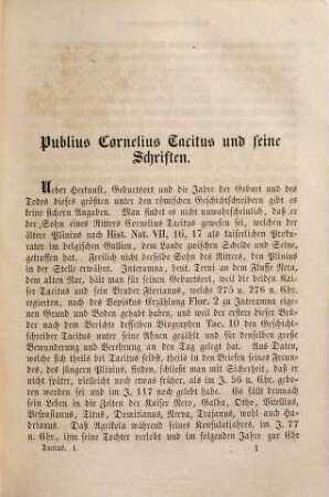Des P. Cornelius Tacitus Werke, 1. Die drei kleinen Schriften enthaltend