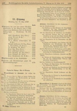 21. Sitzung, Dienstag den 13. Mai 1919