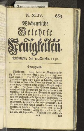 N. XLIV. Tübingen, den 31. Octobr. 1738
