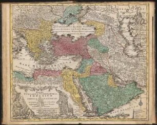 Magni Turcarum Dominatoris Imperium per Europam, Asiam, Et Africam : se extendens Regiones tam proprias, quam tributarias et clientelares ut et omnes Beglerbegatus sive Præfecturas Generales oculis sistens ; Cum Gratia et Privil. S. R. I. Vicariatus in partibus Rheni, Sueviæ, et Juris Francon.