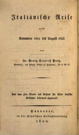 Italiänische Reise vom November 1821 bis August 1823