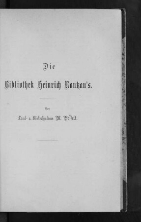 Die Bibliothek Heinrich Rantzau's