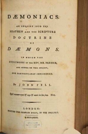 Daemoniacs : An enquiry into the heathen and the scripture doctrine of Daemons