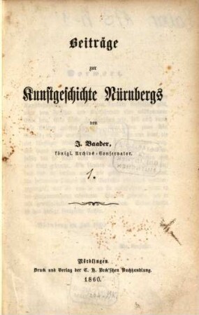 Beiträge zur Kunstgeschichte Nürnbergs. [1]