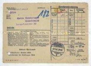 Umschlag eines Briefes zur Übersendung von Telefonrechnungen - Personenkonvolut