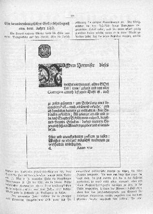 Ein brandenburgischer Gesundheitspaß aus dem Jahre 1710