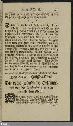 Das XXXIII. Hülffs-Mittel. Die recht gründliche Erkänntniß von der Verderbniß unserer menschlichen Natur
