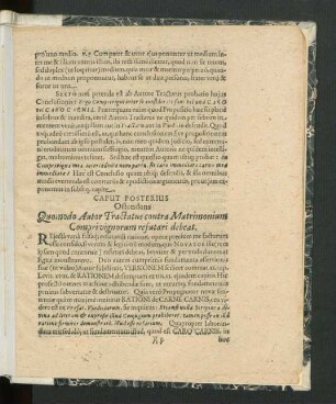 Caput Posterius. Ostendens Quomodo Autor Tractatus contra Matrimonium Comprivignorum refutari debeat.