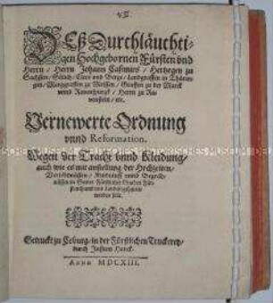 Kleiderordnung für das Herzogtum Sachsen-Coburg