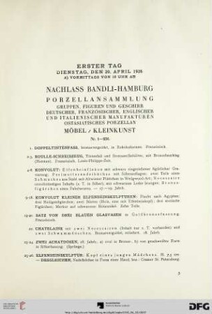 Erster Tag. Dienstag, den 20. April 1926