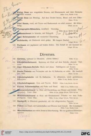 Diverses (Nr. 150-177)