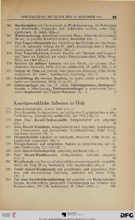 Kunstgewerbliche Arbeiten in Holz (Nr. 374-400)