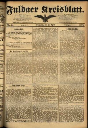 Ausgabe vom Donnerstag, den 25. April 1907.