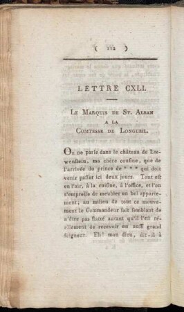 Lettre CXLI. - Lettre CXLV.