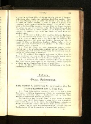 Gesetz betreffend die Ausführung des Bundesgesetzes über den Unterstützungswohnsitz vom 8. März 1871.