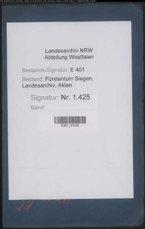 Suppliken einiger Einwohner zu Kredenbach