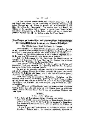 Anweisungen zu anatomischen und physiologischen Schülerübungen im naturgeschichtlichen Unterricht der Knaben-Mittelschule
