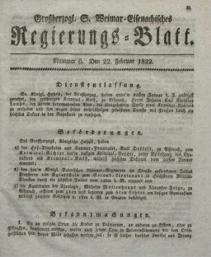 Nr. 6 : 22. Februar 1822