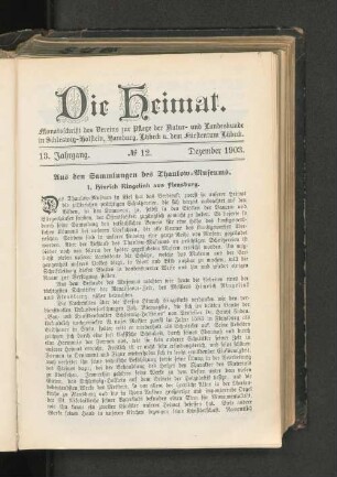 13. Jahrgang. No. 12. Dezember 1903.