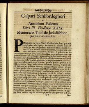 Caspari Schifordegheri ad Antonium Fabrum Libri III. Tractatus XXIX.