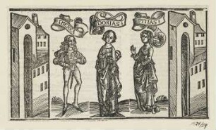 Therea, Dorias und Pitias, aus: "Terentius", Straßburg 1496, fol. LII