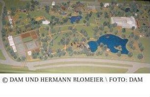 Palmengarten, Neubau Schauhaus Nord - Modell der Gesamtanlage mit Einsatzmodell