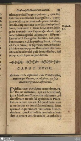 Caput XXVIII. Methodus certa disputandi cum Protestantibus, erroremque illorum, in religione, ex sola etiam scriptura S. ostendendi