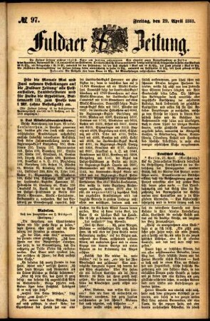 Ausgabe vom Freitag, den 29. April 1881.