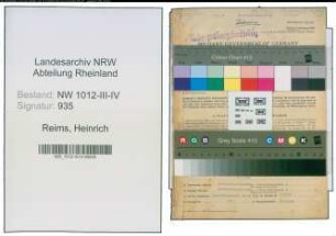 Entnazifizierung Heinrich Reims , geb. 15.02.1893 (Kaufmann)