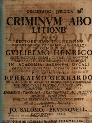 Dissertatio Iuridica De Criminum Abolitione