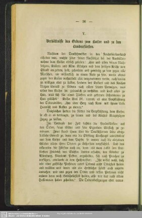 V. Verhältnisse des Ordens zum Kaiser und zu den Landesfürsten