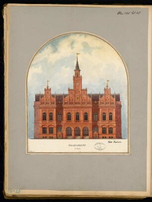 Rathaus Monatskonkurrenz Mai 1878: Aufriss Vorderansicht 1:150