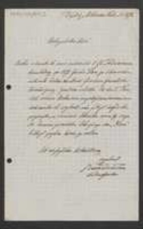 Brief von Felix von Thümen an Unbekannt