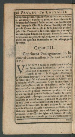 Caput III. Continens Prolegomena in locum vel ...
